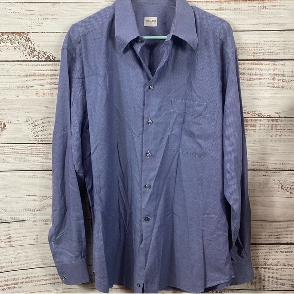 ARMANI COLLEZIONI BLUE BUTTON DOWN SHIRT - Picture 1 of 7